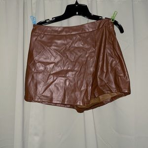 Brown Leather Skort
